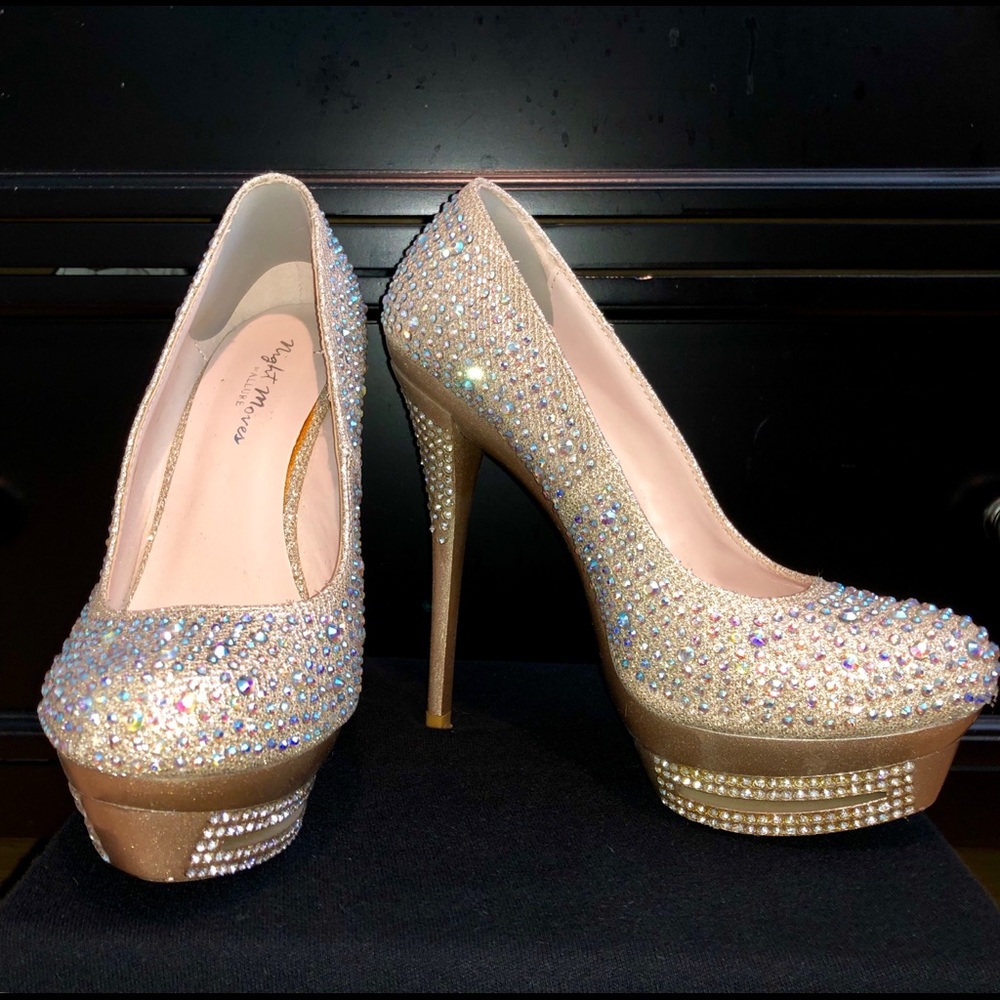 Rhinestone Gold Platform/Stilettos